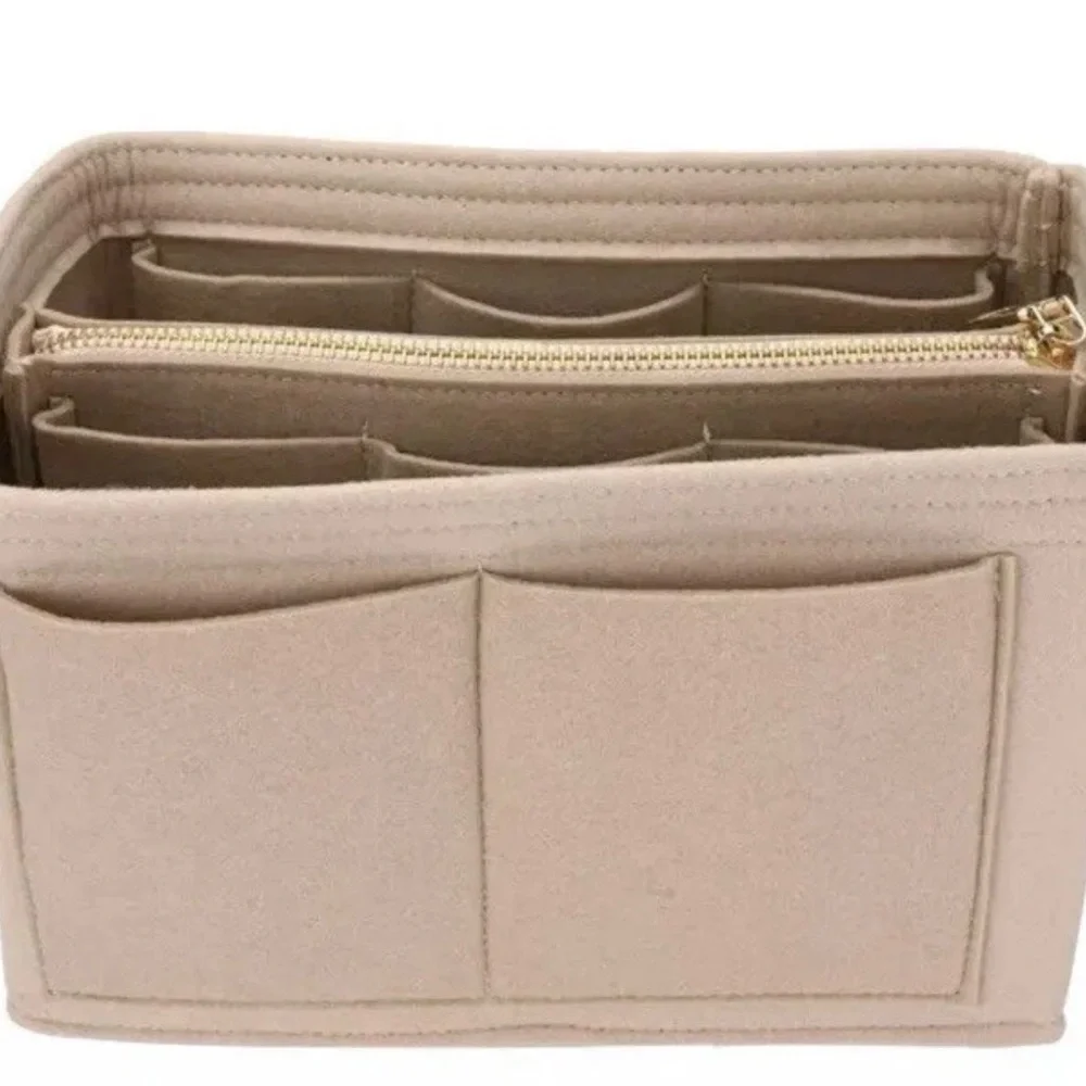 Elegant Tan Makeup Organizer